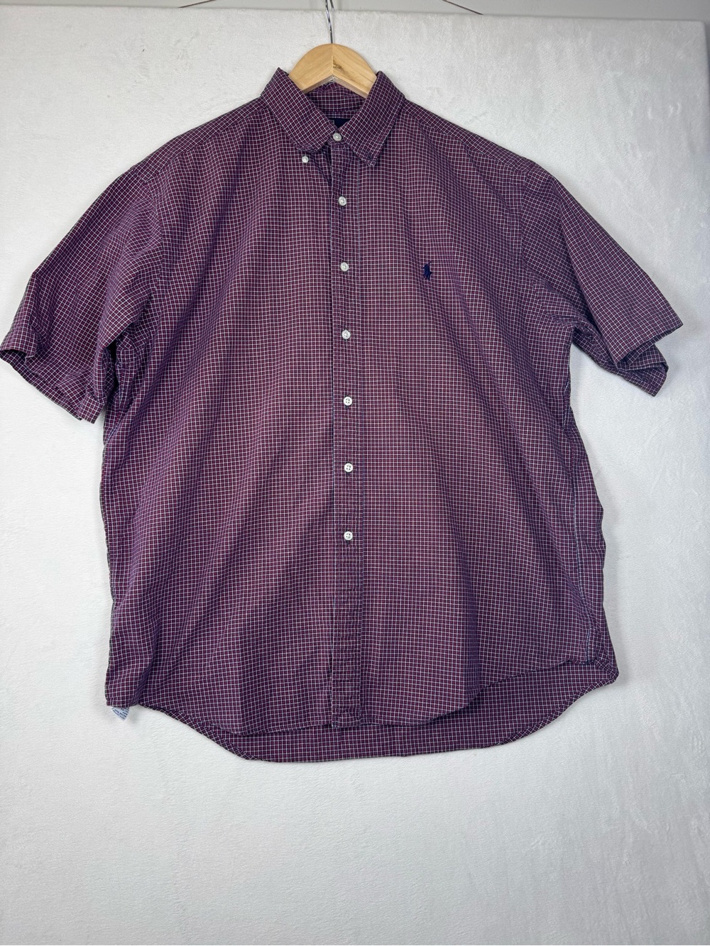 Ralph Lauren Mens Micro-Check Short Sleeve Button-Down Shirt size Large